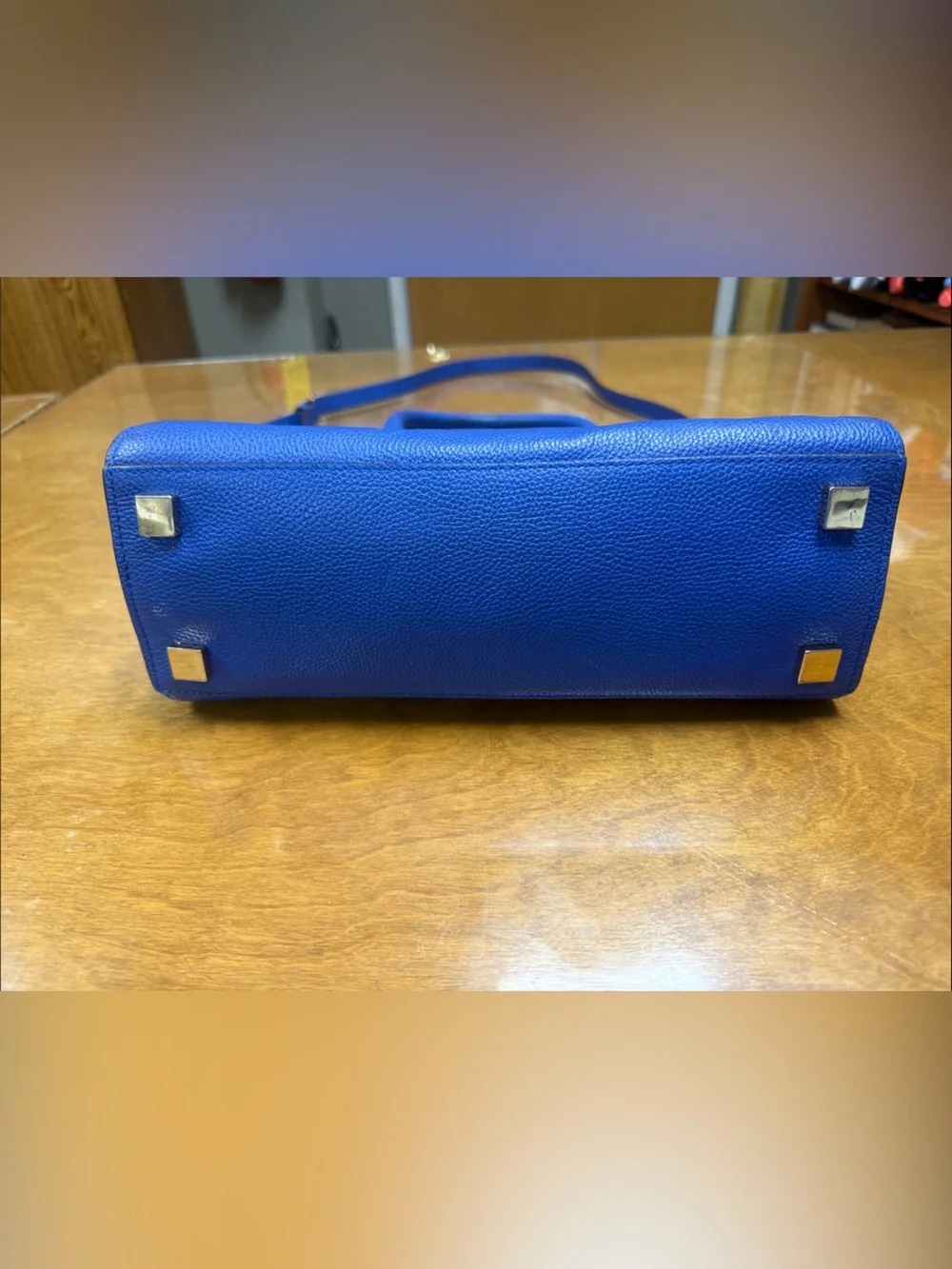 Michael Kors Cobalt Blue Pebbled Leather Satchel with Crossbody Strap